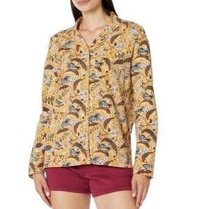 Vera Bradley  3XLFrench Hens Pajama Top Long Sleeves Button-Up Birds Mustard New